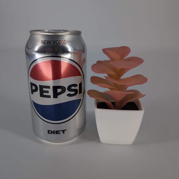 Mini Fake Faux Artificial Pink Succulent Potted Plant in Plastic White Pot - GUC - Picture 8 of 10